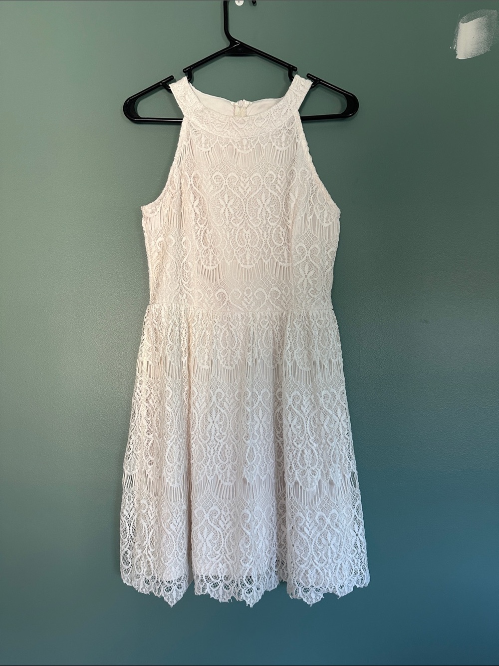 White Lace Halter dress- bridal- bride- medium